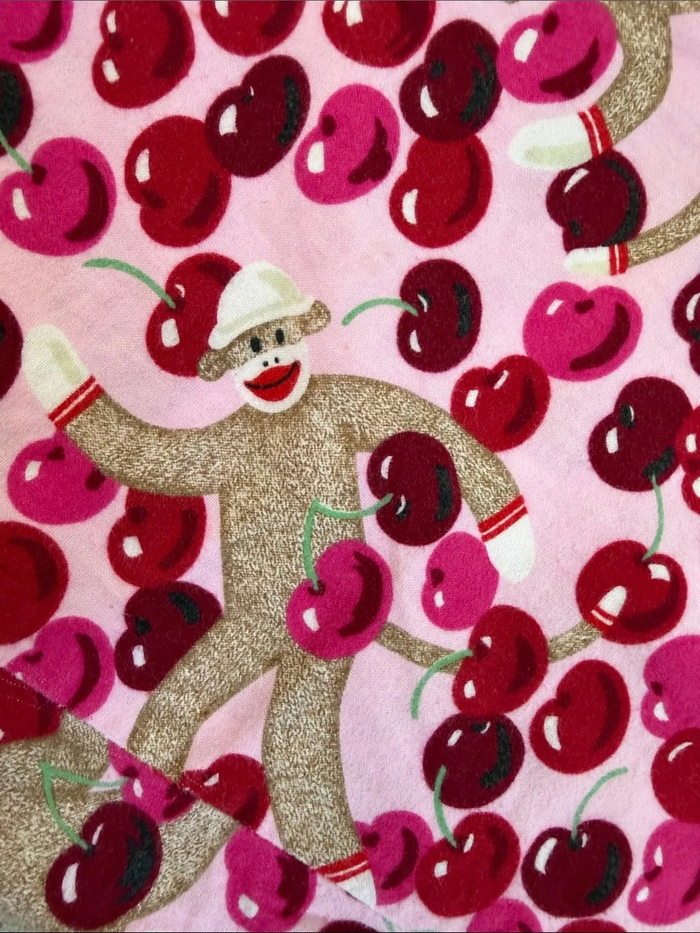 Nick & Nora Red Pink Sock Puppet Cherry Print Cotton Pajama Pants XXL Polka Dot